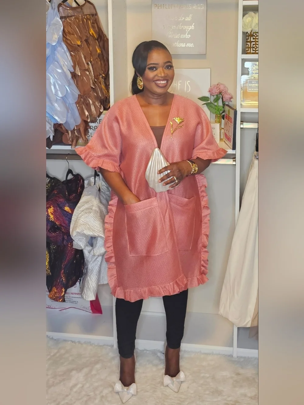 Statement Ruffle-Trim Open Front Jacket - Picture 3 of 6